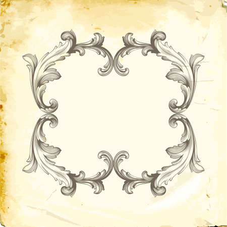 Retro baroque decorations element with flourishes calligraphic ornament. Vintage style design collection for Posters, Placards, Invitations, Banners, Badge.のイラスト素材