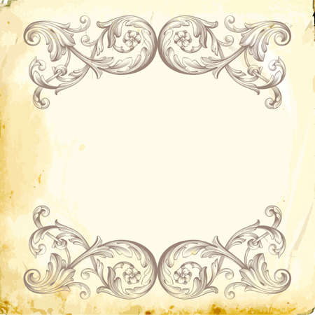 Retro baroque decorations element with flourishes calligraphic ornament. Vintage style design collection for Posters, Placards, Invitations, Banners, Badges and Logotypes.のイラスト素材