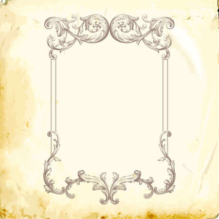 Retro baroque decorations element with flourishes calligraphic ornament. Vintage style design collection for Posters, Placards, Invitations, Banners, Badges and Logotypes.のイラスト素材