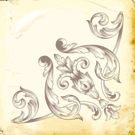 Retro baroque decorations element with flourishes calligraphic ornament. Vintage style design collection for Posters, Placards, Invitations, Banners, Badges and Logotypes.のイラスト素材