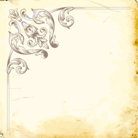 Retro baroque decorations element with flourishes calligraphic ornament. Vintage style design collection for Posters, Placards, Invitations, Banners, Badges and Logotypes.のイラスト素材