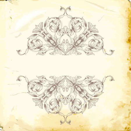 Retro baroque decorations element with flourishes calligraphic ornament. Vintage style design collection for Posters, Placards, Invitations, Banners, Badgesのイラスト素材