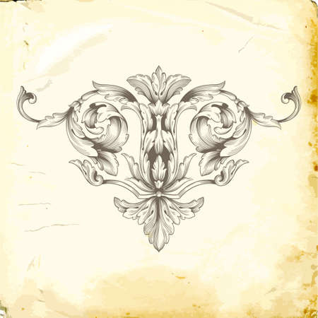 Retro baroque decorations element with flourishes calligraphic ornament. Vintage style design collection for Posters, Placards, Invitations, Banners, Badges.のイラスト素材