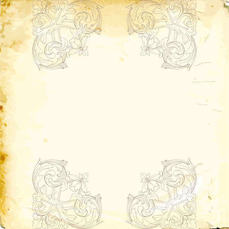Retro baroque decorations element with flourishes calligraphic ornament. Vintage style design collection for Posters, Placards, Invitations, Banners, Badgesのイラスト素材