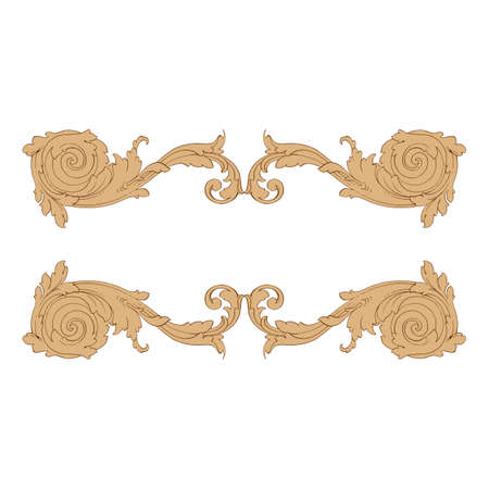 Retro baroque decorations element with flourishes calligraphic ornament. Vintage style design collection for Posters, Placards, Invitations, Banners, Badges.のイラスト素材