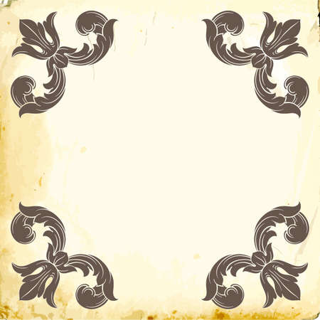 Retro baroque decorations element with flourishes calligraphic ornament.Vintage style design collection for Posters, Placards, Invitations, Banners, Badges.のイラスト素材