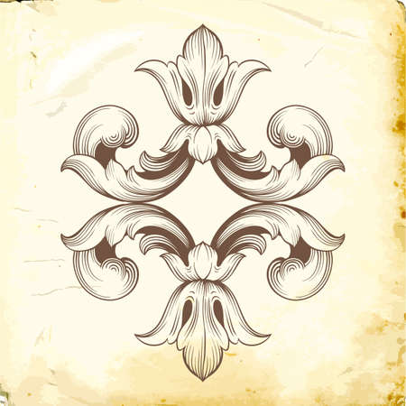 Retro baroque decorations element with flourishes calligraphic ornament. Vintage style design collection for Posters, Placards, Invitations, Banners, Badges and Logotypes.のイラスト素材