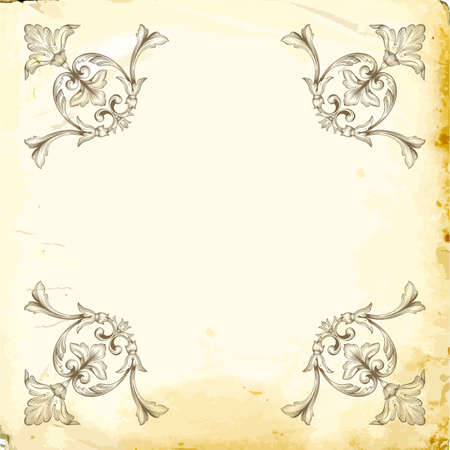 Retro baroque decorations element with flourishes calligraphic ornament. Vintage style design collection for Posters, Placards, Invitations, Banners, Badges and Logotypes.のイラスト素材