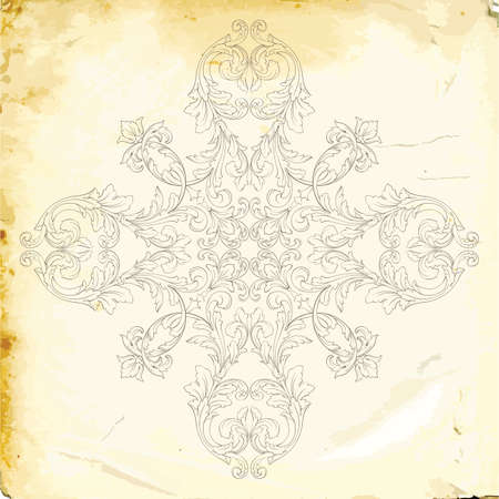 Retro baroque decorations element with flourishes calligraphic ornament. Vintage style design collection for Posters, Placards, Invitations, Banners, Badges and Logotypes.のイラスト素材