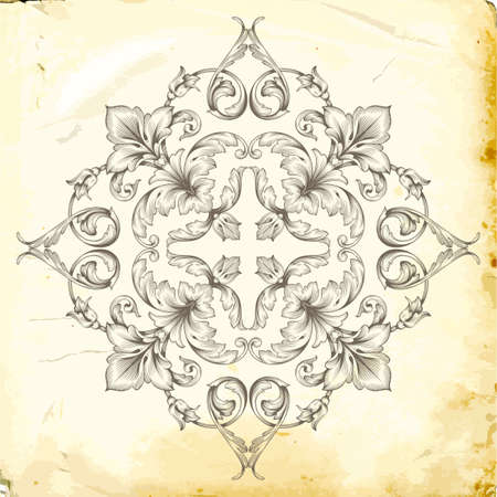 Retro baroque decorations element with flourishes calligraphic ornament. Vintage style design collection for Posters, Placards, Invitations, Banners, Badges and Logotypes.のイラスト素材