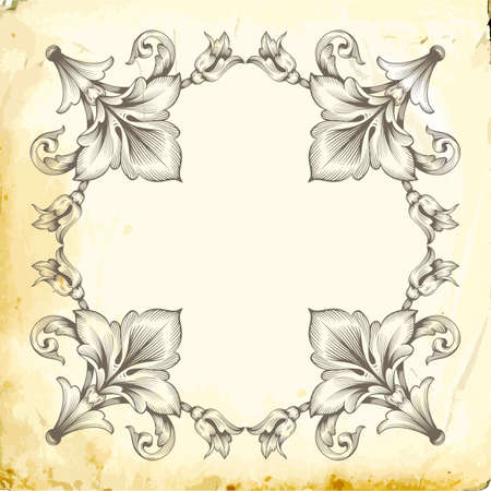 Retro baroque decorations element with flourishes calligraphic ornament. Vintage style design collection for Posters, Placards, Invitations, Banners, Badges and Logotypes.のイラスト素材