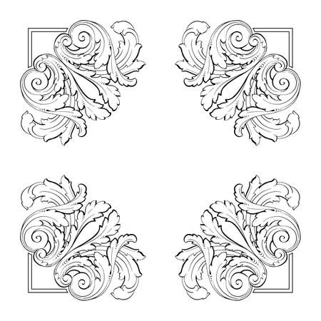 Retro baroque decorations element with flourishes calligraphic ornament. Vintage style design collection for Posters, Placards, Invitations, Banners, Badges.のイラスト素材