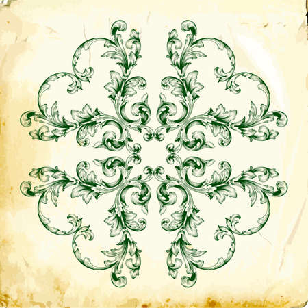 Retro baroque decorations element with flourishes calligraphic ornament. Vintage style design collection for Posters, Placards, Invitations, Banners, Badges and Logotypes.のイラスト素材