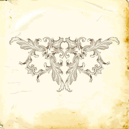 Retro baroque decorations element with flourishes calligraphic ornament. Vintage style design collection for Posters, Placards, Invitations, Banners, Badges and Logotypes.のイラスト素材
