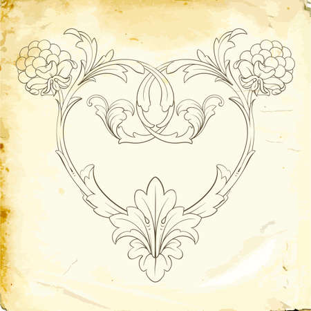 Retro baroque decorations element with flourishes calligraphic ornament. Vintage style design collection for Posters, Placards, Invitations, Banners, Badges and Logotypes.のイラスト素材