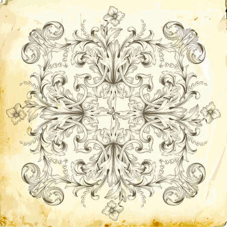 Retro baroque decorations element with flourishes calligraphic ornament. Vintage style design collection for Posters, Placards, Invitations, Banners, Badges and Logotypes.のイラスト素材