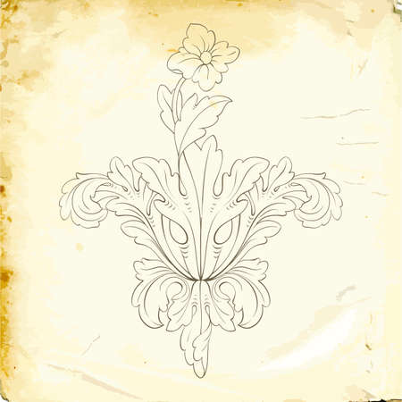 Retro baroque decorations element with flourishes calligraphic ornament. Vintage style design collection for Posters, Placards, Invitations, Banners, Badges and Logotypes.のイラスト素材