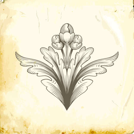 Retro baroque decorations element with flourishes calligraphic ornament. Vintage style design collection for Posters, Placards, Invitations, Banners, Badges and Logotypes.のイラスト素材