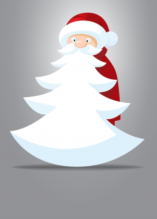 Santa Claus with Beard Like Christmas Treeのイラスト素材