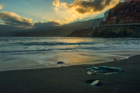 Sunrise in the beach of Martianez, Tenerife Northの写真素材
