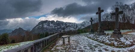 A cold day in viacrucis of Urkiola Natural Parkの写真素材