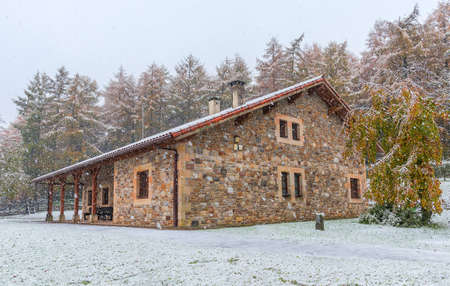 Snow in Urkiola Natural Park, the interpretation Centerのeditorial素材