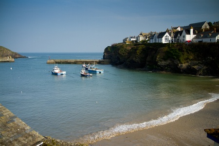A view out to sea from Port Isaac fishing village in Cornwallのeditorial素材