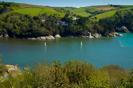 Sailing boats on the River Dart near Dartmouth Devonの写真素材