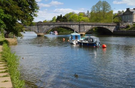 Totnes bridge Devon and the River Dartのeditorial素材