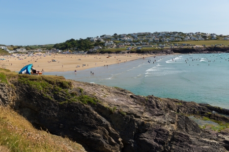 POLZEATH, CORNWALL-JULY 9TH 2013   The July heatwave in England continues and holidaymakers flock to...