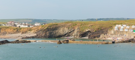 Bude coastline North Cornwall between Tintagel  and Clovelly England UK on a beautiful sunny summer dayのeditorial素材
