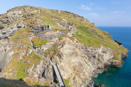 Tintagel Island Cornwall England where part of the Norman castle is locatedのeditorial素材
