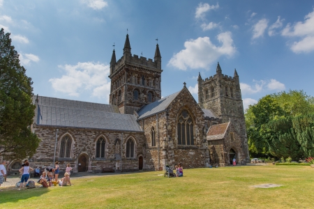 Wimborne Minster church Dorset England, Saxon with Norman and Gothic made of limestone 