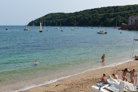 Kingsand beach Cornwall England United Kingdom on the Rame Peninsula overlooking Plymouth Soundのeditorial素材
