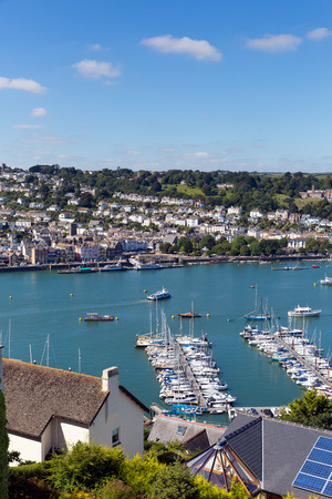 Dartmouth Devon and boats on Dart River from Kingswearのeditorial素材