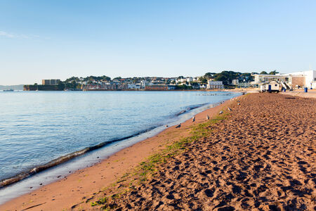 Paignton beach Torbay Devon England near tourist destinations of Torquay and Brixhamの写真素材