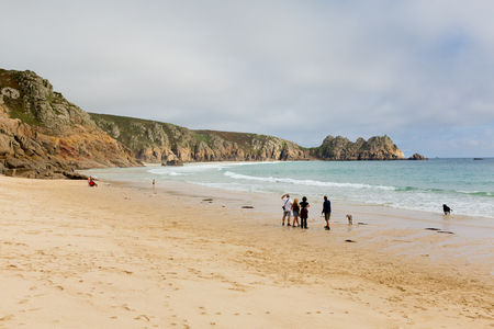 Porthcurno beach Cornwall England UK by the Minack Theatreのeditorial素材