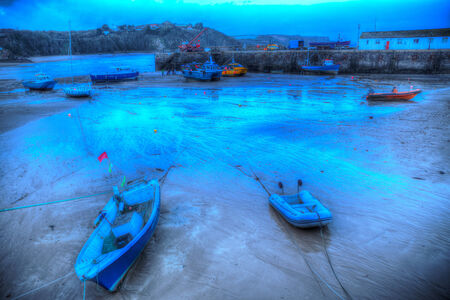 Tenby harbour Pembrokeshire Wales historic Welsh town on west side of Carmarthen Bay with great beaches and history in HDRのeditorial素材