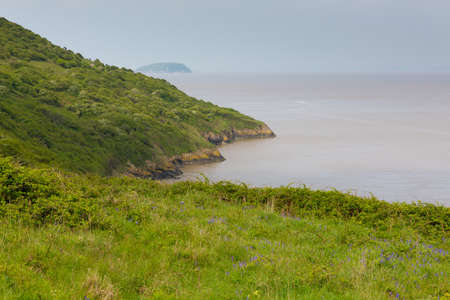 Somerset coast in springtime Brean Down Somerset Englandの写真素材