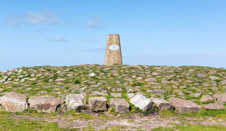 Trig point at Black Down the highest hill in the Mendip Hills Somerset in south-west England UKのeditorial素材