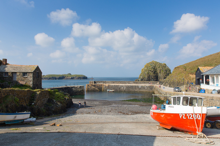 The Lizard harbour Mullion Cove south Cornwall UK situated on Mounts Bay near Helston within the Cornish Area of Outstanding Natural Beautyのeditorial素材