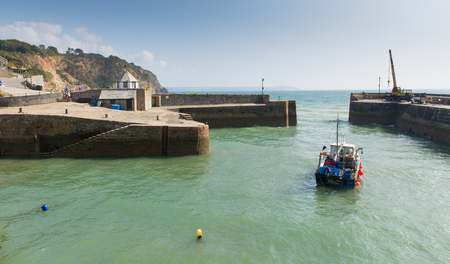 Charlestown harbour near St Austell Cornwall England UK in summer with blue sky and seaの写真素材