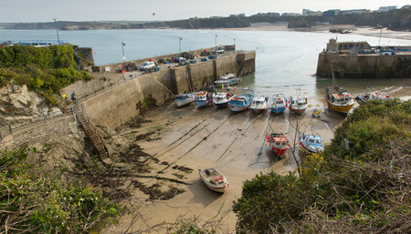 Newquay harbour North Cornwall England UKのeditorial素材