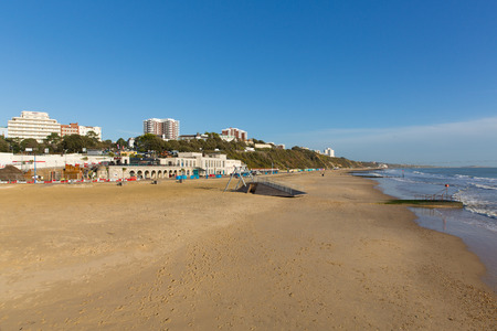 UK beach Bournemouth Dorset England UK near to Poole known for beautiful sandy beachesのeditorial素材