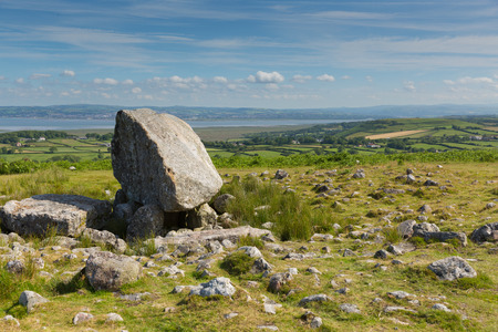 The Gower Arthurs Stone neolithic burial ground Cefn Bryn hill South Wales UK near Reynoldstonの写真素材