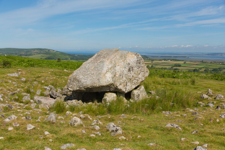 Arthurs Stone neolithic burial ground Cefn Bryn hill The Gower peninsula South Wales UK near Reynoldstonの写真素材