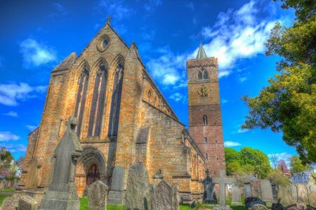 Dunblane Cathedral Scotland UK near Stirling medieval church in colourful HDRの写真素材