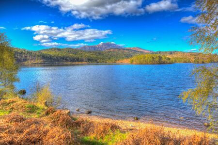 Beautiful Scottish Loch Garry Scotland UK lake west of Invergarry on the A87 south of Fort Augustus and north of Fort William in colourful HDRの写真素材