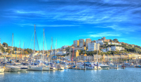 Torquay Devon UK on beautiful day on the English Riviera in colourful HDRのeditorial素材