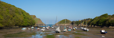 Watermouth harbour North Devon coast near Ilfracombe uk panoramic viewのeditorial素材